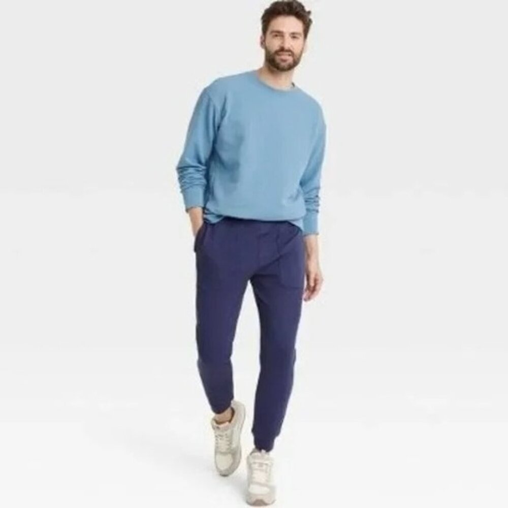 All In Motion Mens Blue Heavy Waffle Crewneck Sweatshirt Size Large